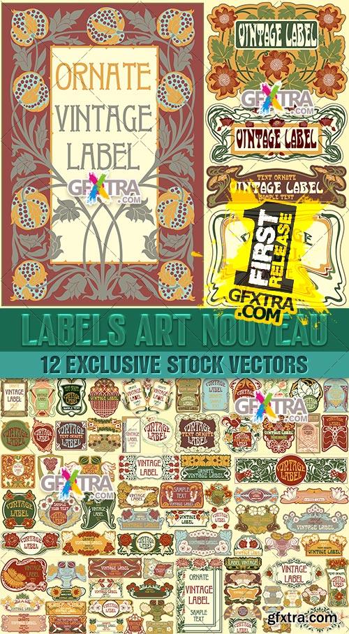 Labels Art Nouveau, Floral ornament - Vector