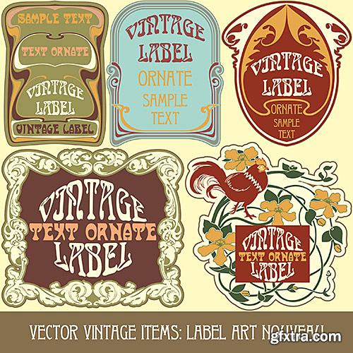 Labels Art Nouveau, Floral ornament - Vector