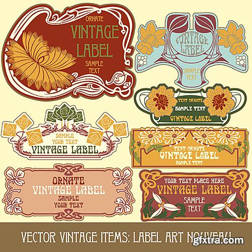 Labels Art Nouveau, Floral ornament - Vector