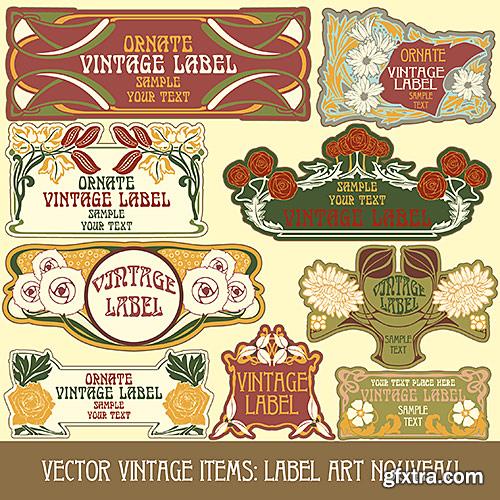 Labels Art Nouveau, Floral ornament - Vector