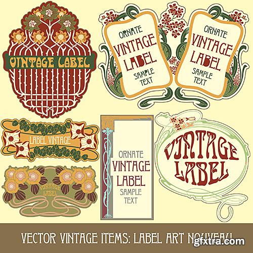 Labels Art Nouveau, Floral ornament - Vector