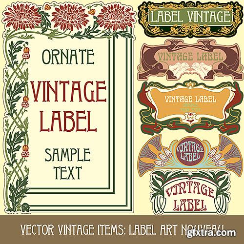 Labels Art Nouveau, Floral ornament - Vector