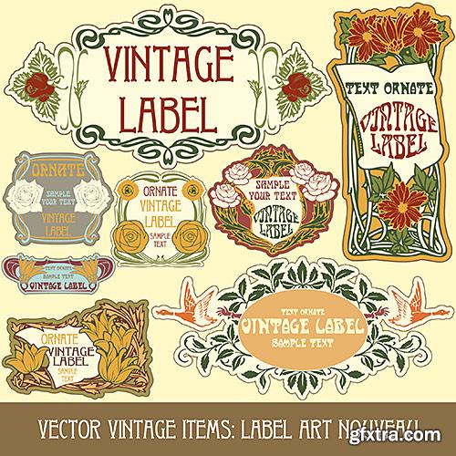 Labels Art Nouveau, Floral ornament - Vector