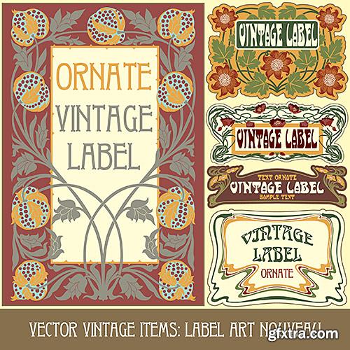 Labels Art Nouveau, Floral ornament - Vector