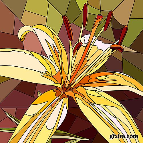 Decorative floral ornament - Mosaic - Vector