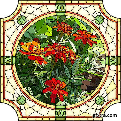 Decorative floral ornament - Mosaic - Vector