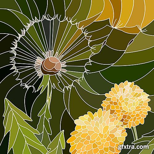 Decorative floral ornament - Mosaic - Vector
