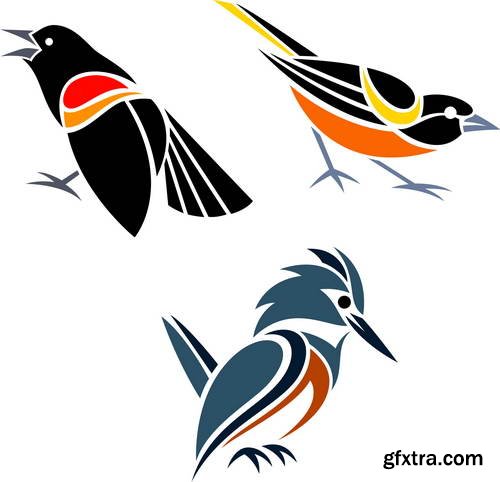 Stylized Birds I, 25xEPS