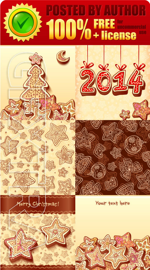 Legal release - Christmas gingerbread greeting cards vector