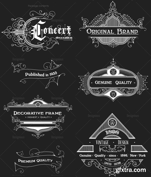 Vector Vintage Ornaments and Brushes Set 1