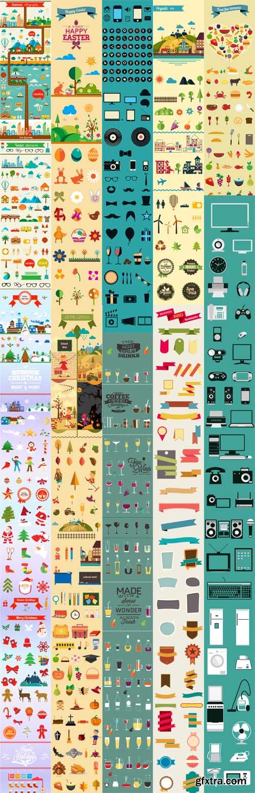 Flat Vector Design Elements Bundle