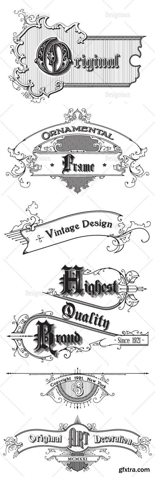 Vector Vintage Ornaments and Brushes Set 6