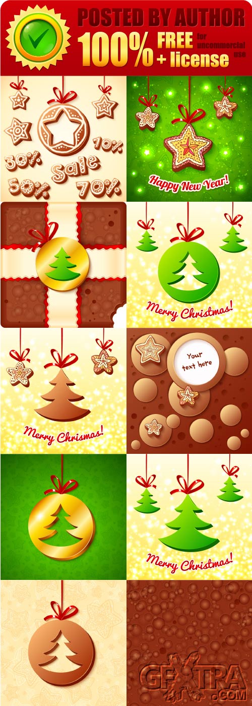 Legal release - Sweet Christmas cards and elements vector