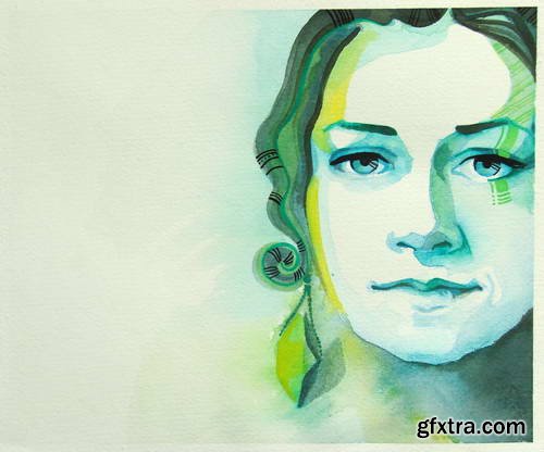 Watercolor Portraits of Girls 25xJPG