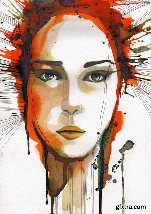 Watercolor Portraits of Girls 25xJPG