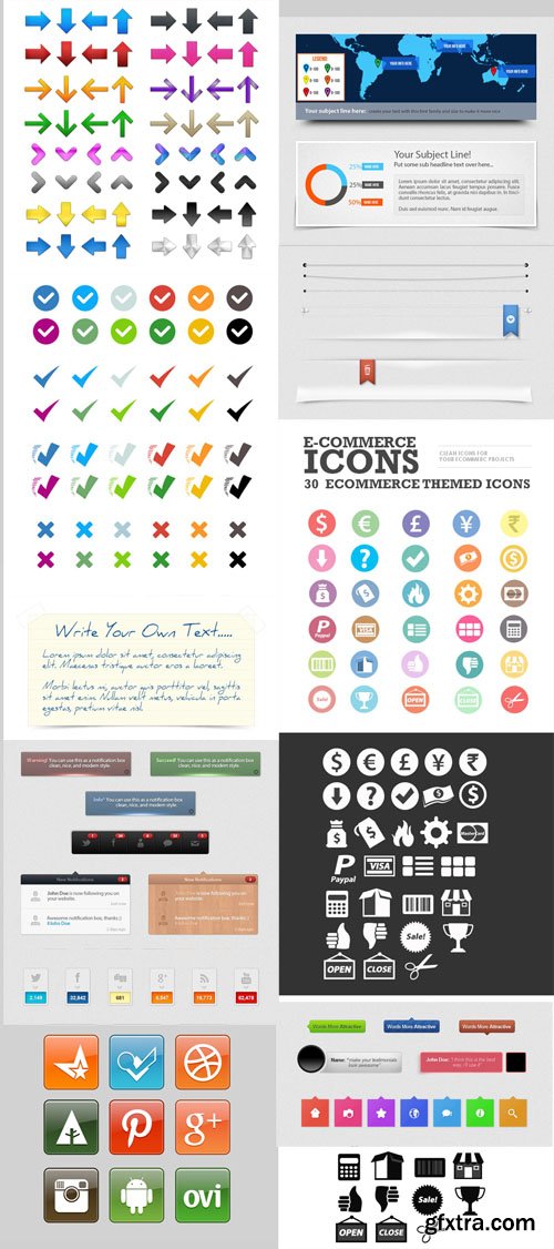 Social Web Design Elements Set