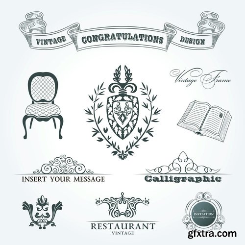 Amazing SS - Retro elements for a restaurant designs, 25xEPS