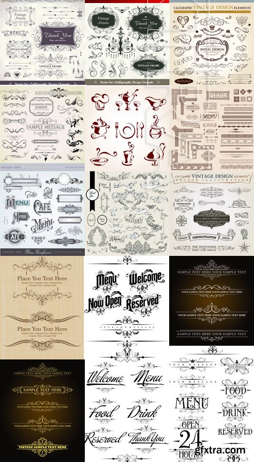 Amazing SS - Retro elements for a restaurant designs, 25xEPS