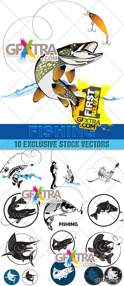 Fishing for spinning, trophies - Vector