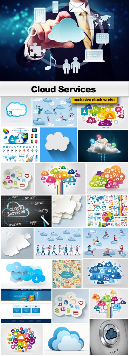 Cloud Services Mix - Vector and Jpeg