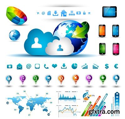 Cloud Services Mix - Vector and Jpeg