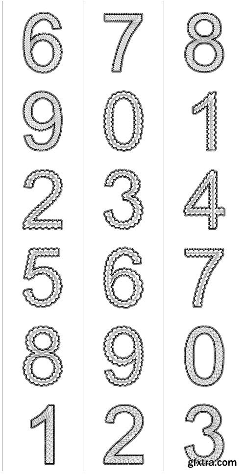 SecuritySoft GLH005 Decorative Guilloche Figures: NUMBERS