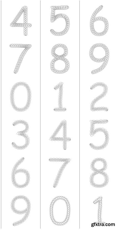 SecuritySoft GLH005 Decorative Guilloche Figures: NUMBERS