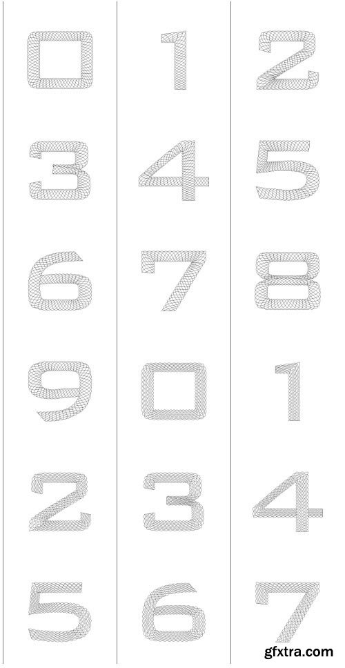 SecuritySoft GLH005 Decorative Guilloche Figures: NUMBERS