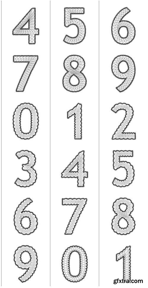 SecuritySoft GLH005 Decorative Guilloche Figures: NUMBERS