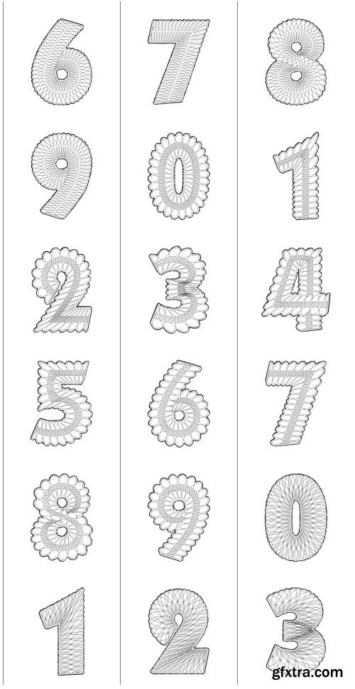 SecuritySoft GLH005 Decorative Guilloche Figures: NUMBERS