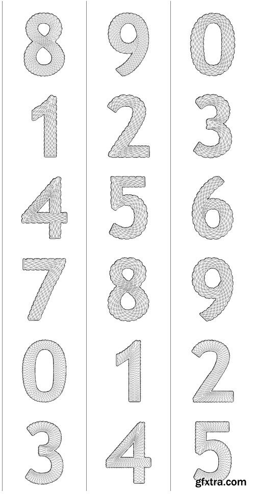 SecuritySoft GLH005 Decorative Guilloche Figures: NUMBERS