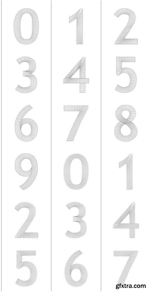 SecuritySoft GLH005 Decorative Guilloche Figures: NUMBERS