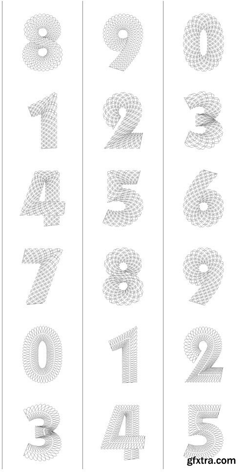 SecuritySoft GLH005 Decorative Guilloche Figures: NUMBERS