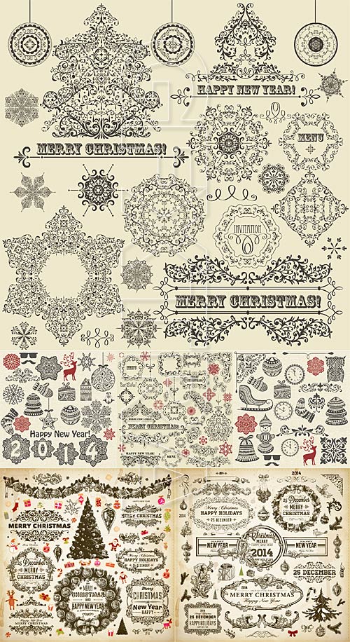 Christmas vector decorations set