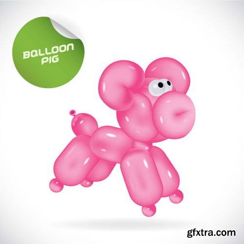 Glossy Balloon Animals and Letters 38xEPS