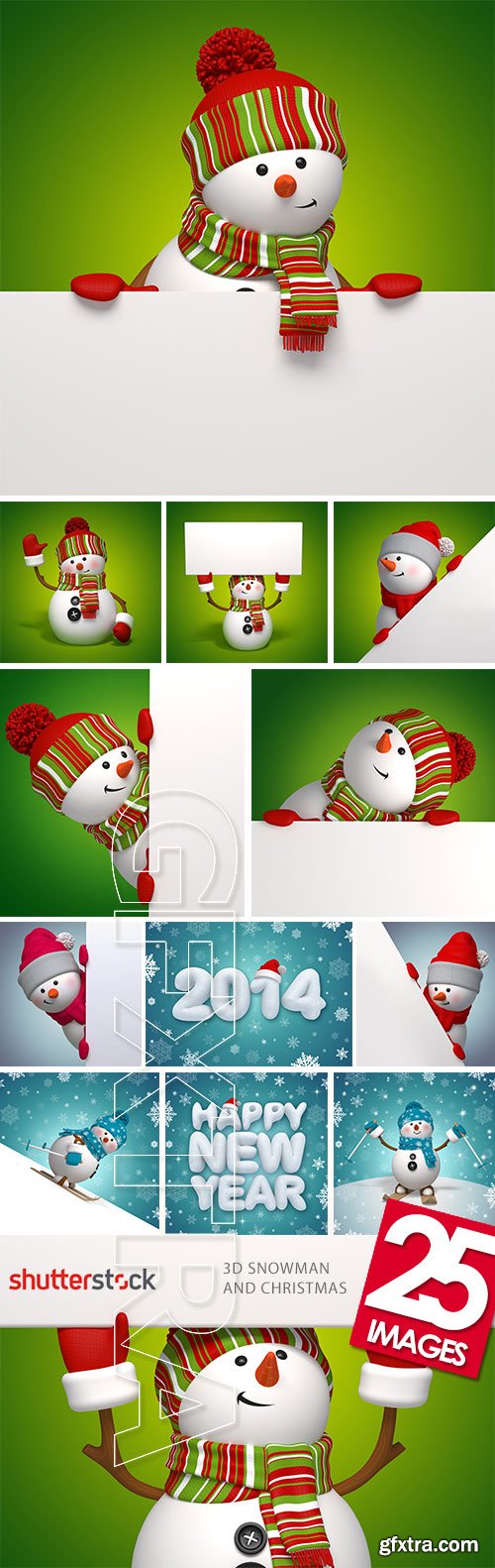 3D Snowman and Christmas 25xJPGs