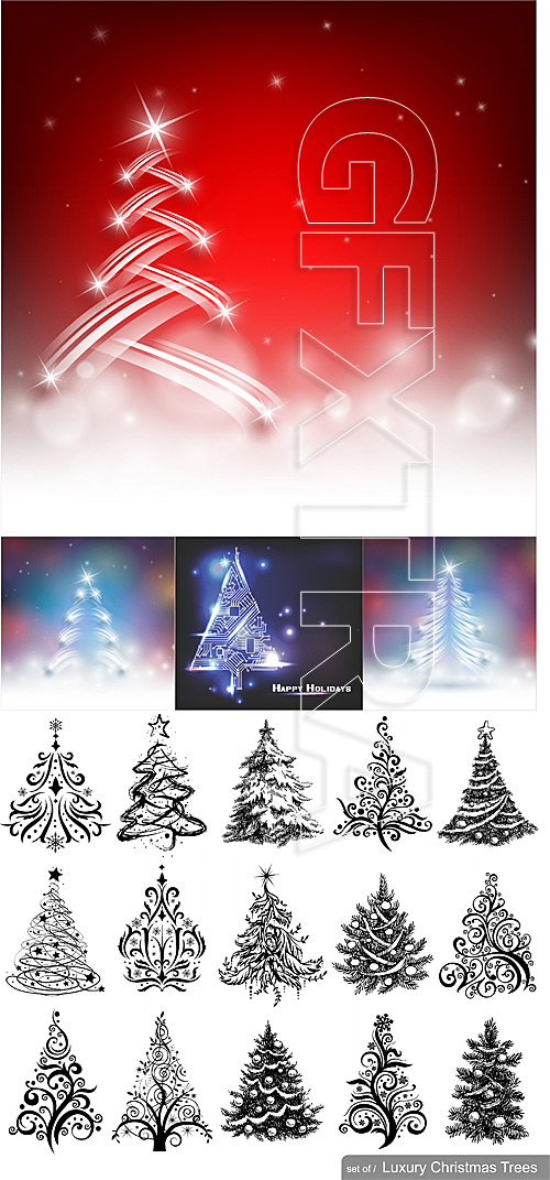 Christmas trees vector set