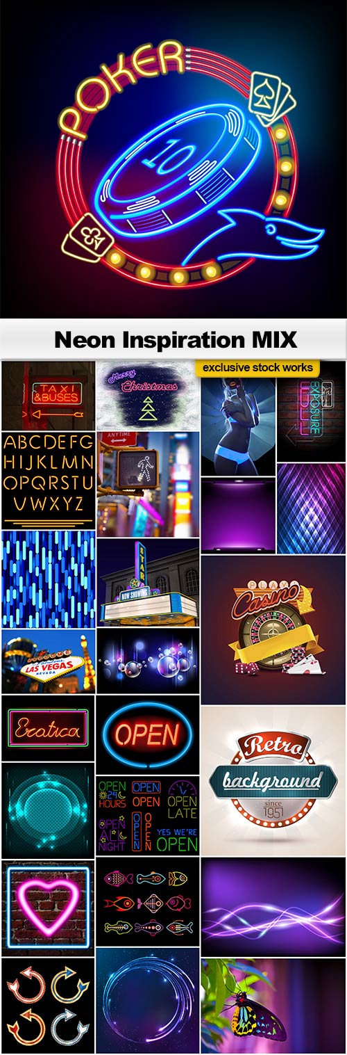 Neon Inspiration MIX - 14 EPS + 11 JPEGs