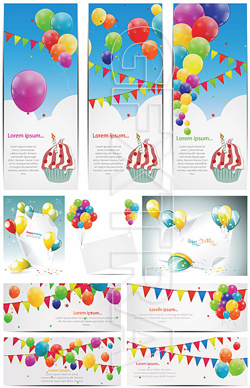 Birthday banner with balloons 2