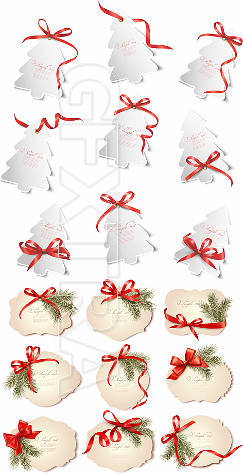 Christmas gift cards with red bows