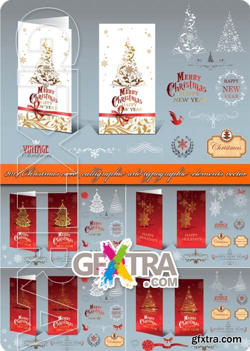 2014 Christmas card calligraphic and typographic elements vector