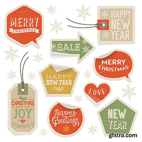 Stickers holiday discounts, Christmas and New Year - Vector