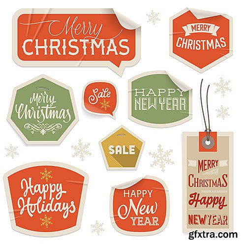 Stickers holiday discounts, Christmas and New Year - Vector