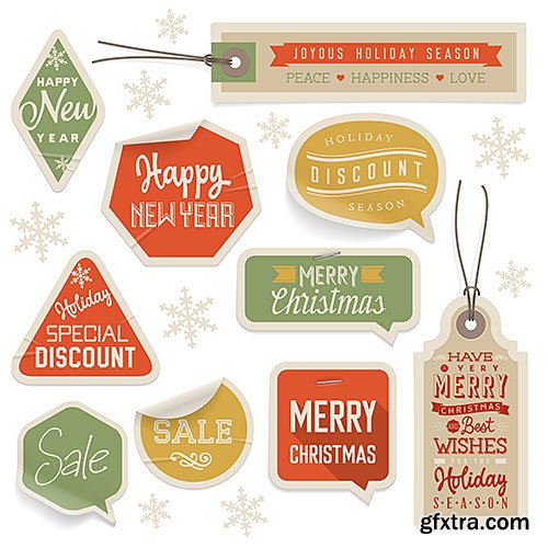 Stickers holiday discounts, Christmas and New Year - Vector