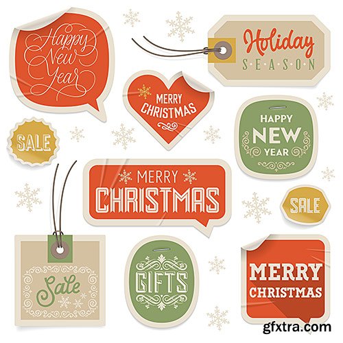 Stickers holiday discounts, Christmas and New Year - Vector