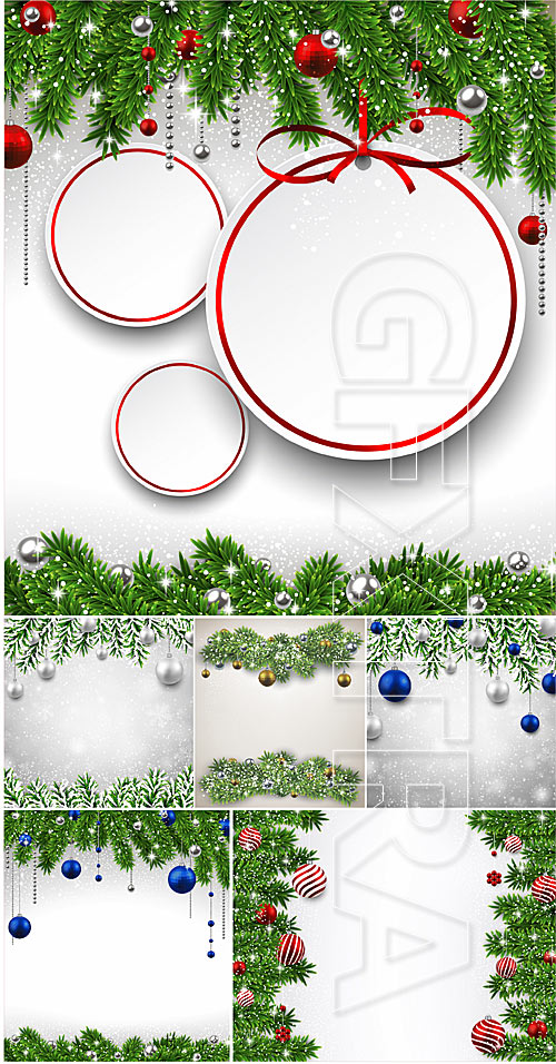 Christmas backgrounds With balls and spruce branches 2