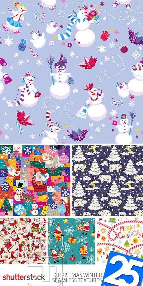 Christmas Winter Seamless Textures 25xEPS