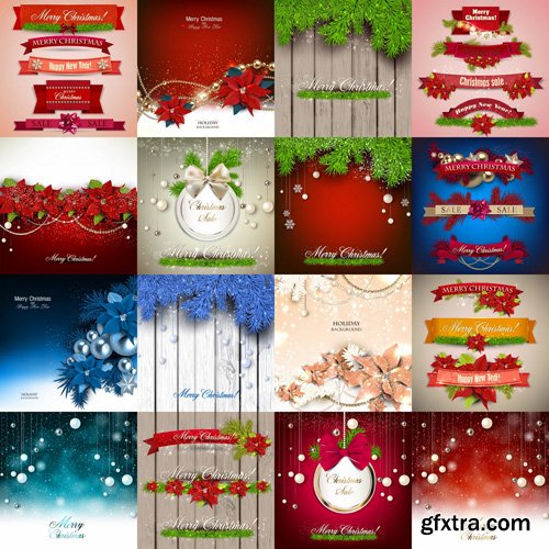 Christmas Backgrounds And Ribbons - 25 Vector