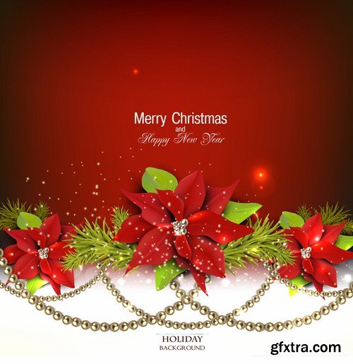 Christmas Backgrounds And Ribbons - 25 Vector