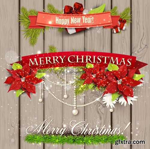 Christmas Backgrounds And Ribbons - 25 Vector